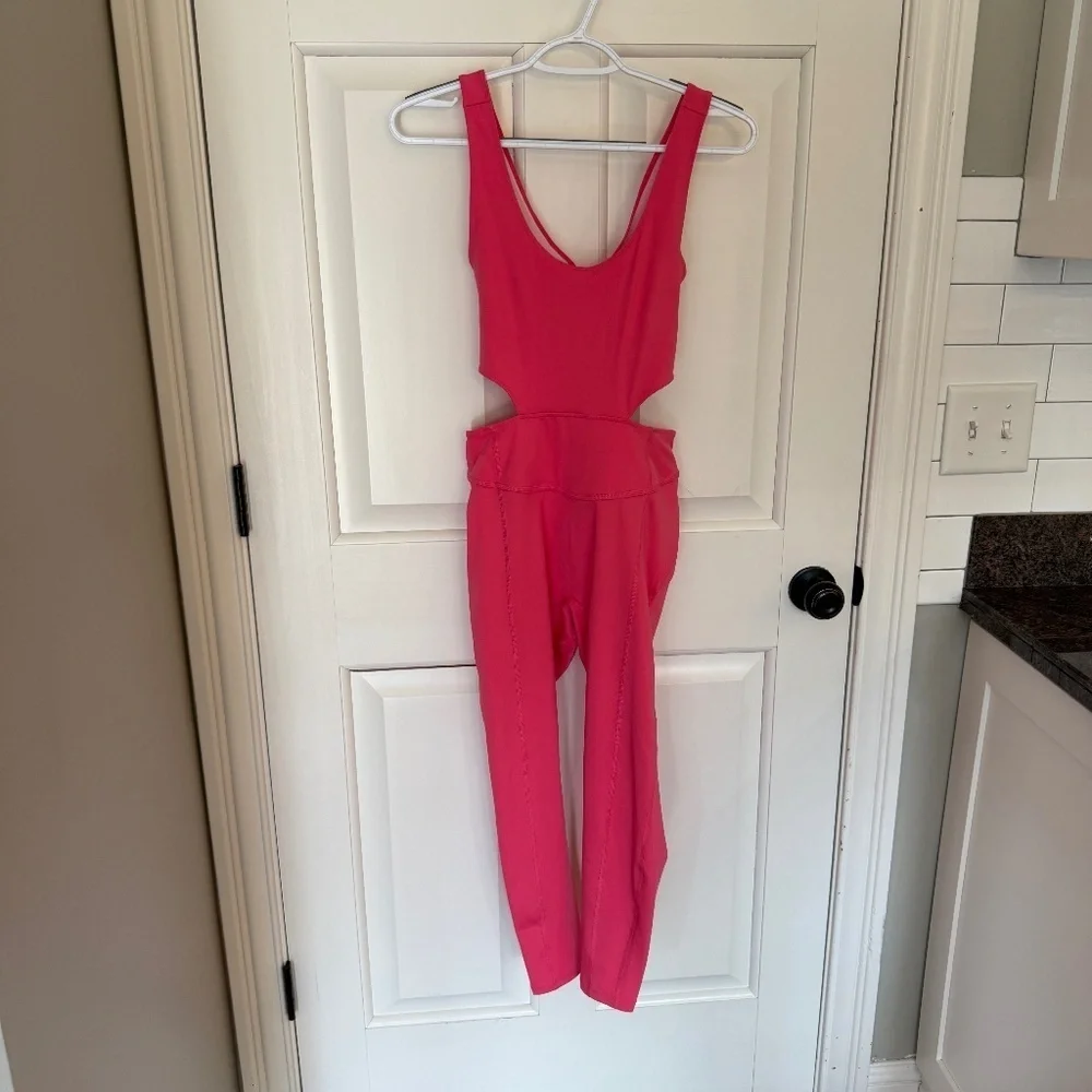 New! Free Movement x Free People Back It Up Jumpsuit Bright Pink 45452